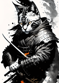 Ink wash cat samurai f3a4CA
