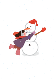 snowman and a girl