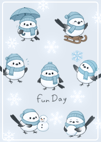 blue Long-tailed Tit and Snowman 02_2