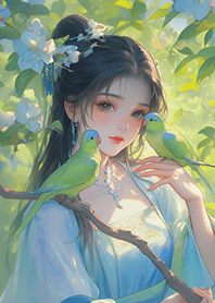 森林間の鳥與女孩❤