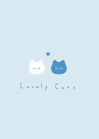 Lovely Cats (pattern)-blue white-
