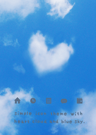 Heart cloud and simple icon -blue gray-