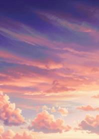 流れる雲と夕焼けの残光