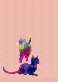 They are cats on pink & blue