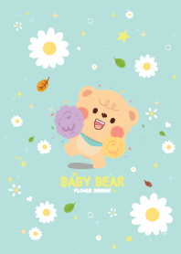 Chubby Baby Bear Flower Summer Blue