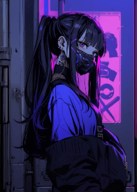 Cyberpunk girl on the streets of Tokyo