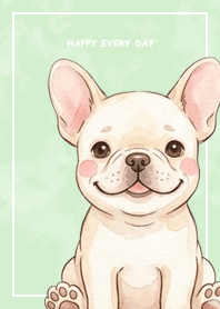 French Bulldog/Marble/green