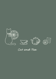 Cat and Tea* -dark green-