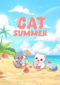 cat couple in summer