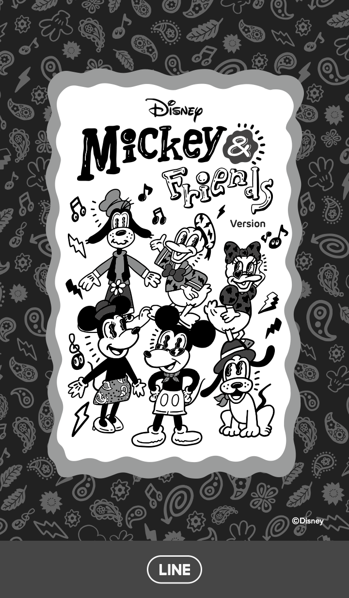 【主題】Mickey Mouse & Friends（黑白圖騰篇）