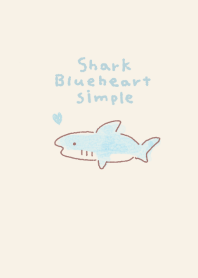 Simple shark light blue heart beige