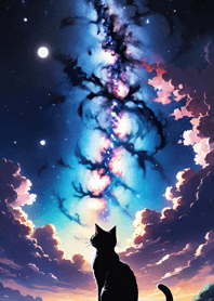 Night Moon Star Cat 49c9b7