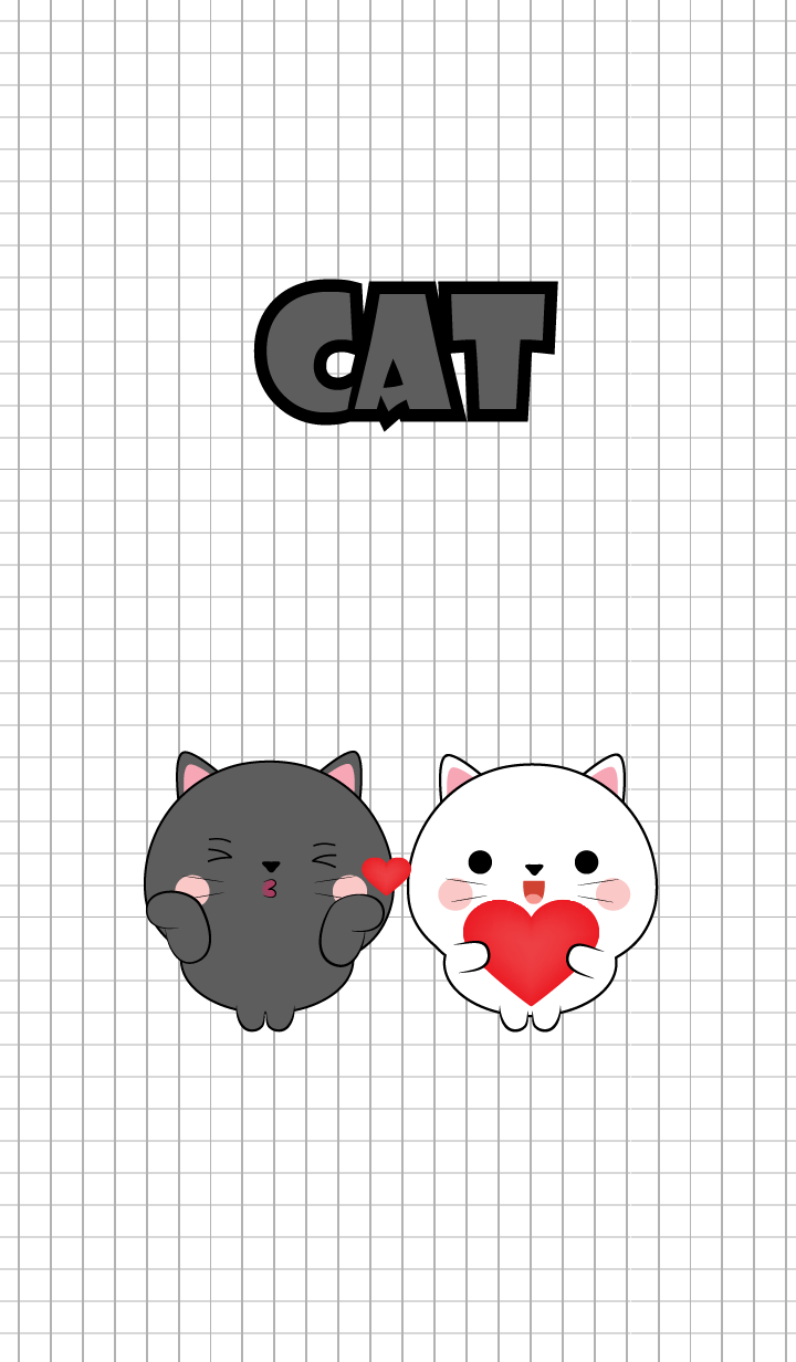 Mini Cute Black Cat & White Cat (jp)