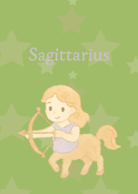 Cute Sagittarius on moss green