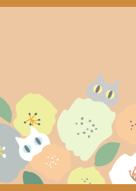 Cat from flowers on brown