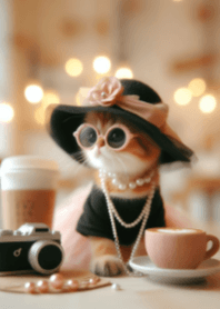 Cute Cat in Coffee Cafe V.1