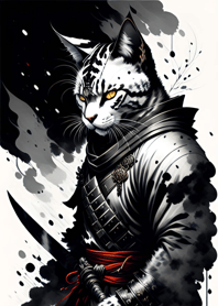 Ink wash cat samurai 965842