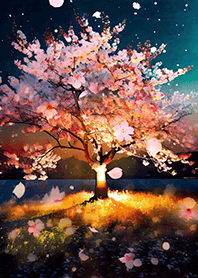 Beautiful night cherry blossoms#1449