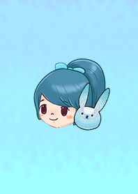 Blue girl and rabbit