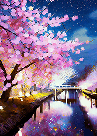 Beautiful night cherry blossoms#1552