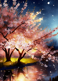 Beautiful night cherry blossoms#1017