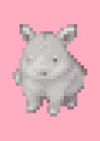 Rhinoceros Pixel Art Theme  Pink 04