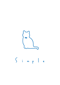 Sitting Cat with Ribbon/blue white