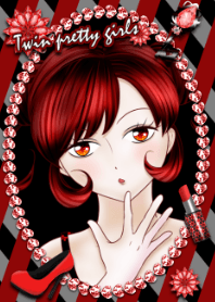 Twin pretty girls -Red-