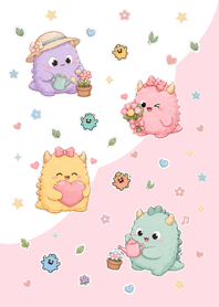 Cute monster Pink&White.2