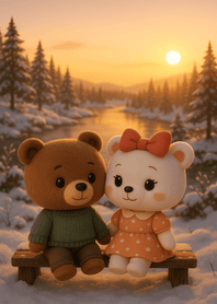 Winter River Sunset Cozy Time