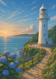 Sunset Lighthouse Serenity