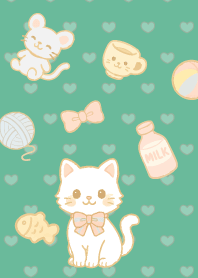 White cat and accessories BG