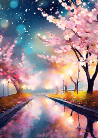 Beautiful night cherry blossoms#1275