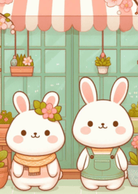 Little rabbit in front of the house