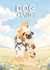Cute Dog Gang in Flower field (JP)