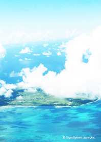 An island floating in the beautiful sea.