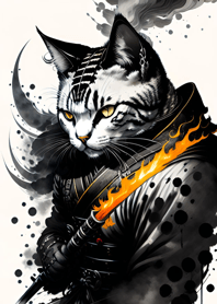 Ink wash cat samurai 89CaE4