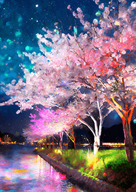 Beautiful night cherry blossoms#2259