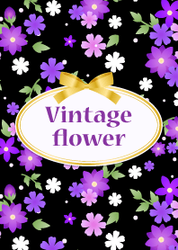 Vintage flower & ribbon -Purple&Black-
