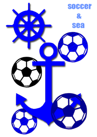 サッカーと海 青