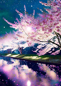 Beautiful night cherry blossoms#856
