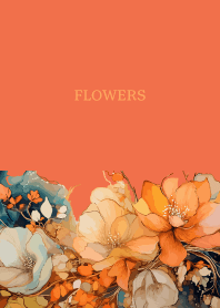 Orange Flowers on red & yellow