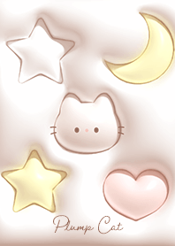 pinkbrown Cat, moon and stars 08_2