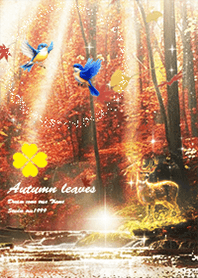 Lucky Bluebird and Deer Autumn