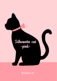 Silhouette cat -pink-