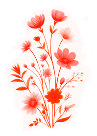 森林系花朵集(亮紅色)