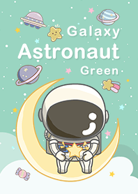 misty cat-moon astronaut green