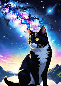 Night Moon Star Cat dF4203