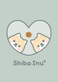 柴犬ひまわり[くすみグリーン]