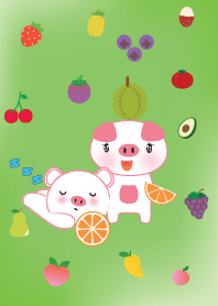 ธีมหมูกับผลไม้ง่ายๆ